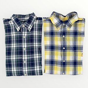 RALPH LAUREN Bundle Mens XL Plaid Short Sleeve Button Up Shirts Embroidered Logo